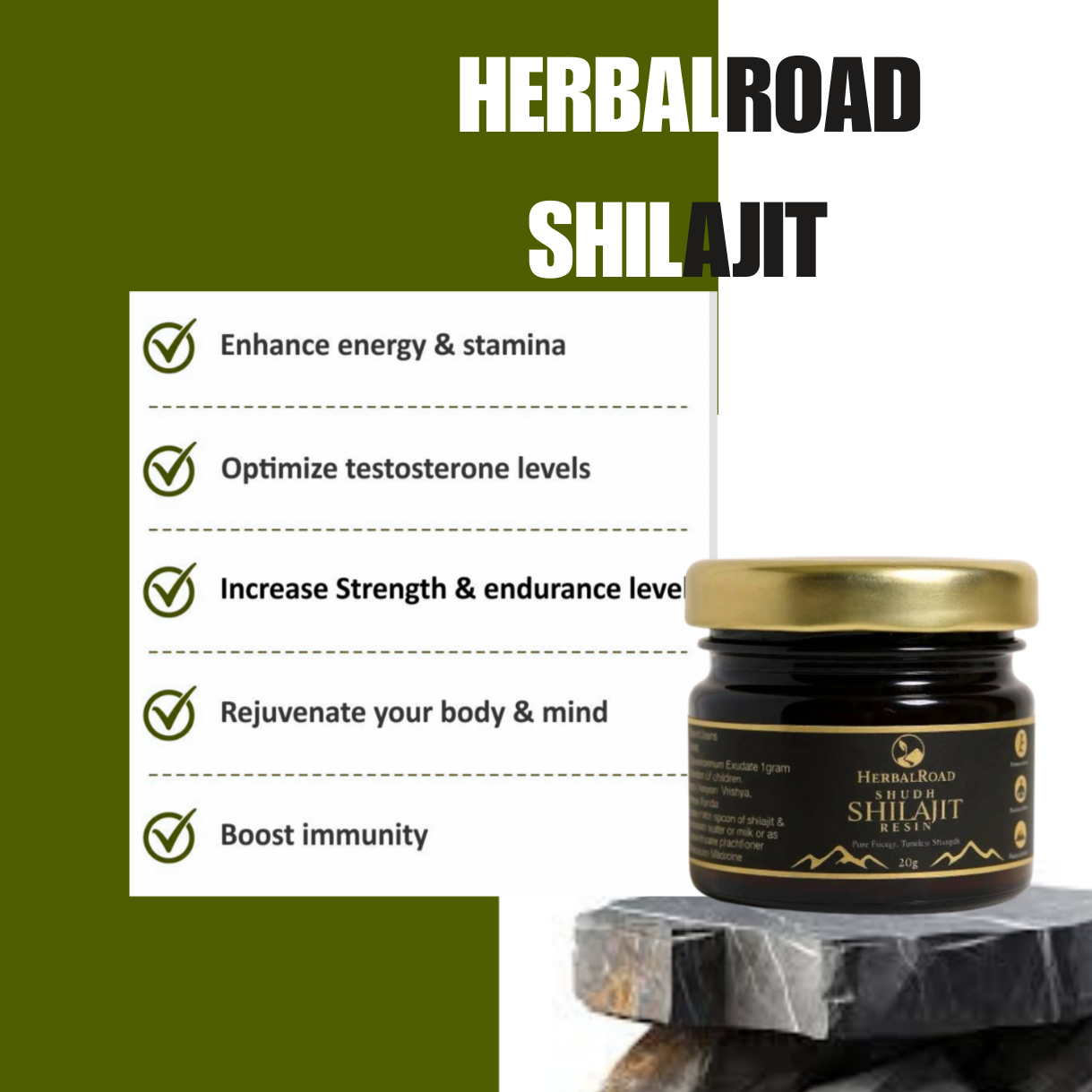 Herbalroad Himalayan Shilajit Resin - 100% Pure & Original